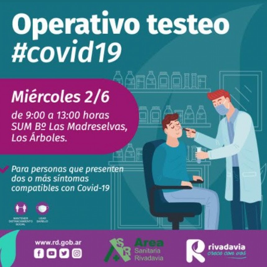 Rivadavia realizar&aacute; operativos de testeos de Covid-19
