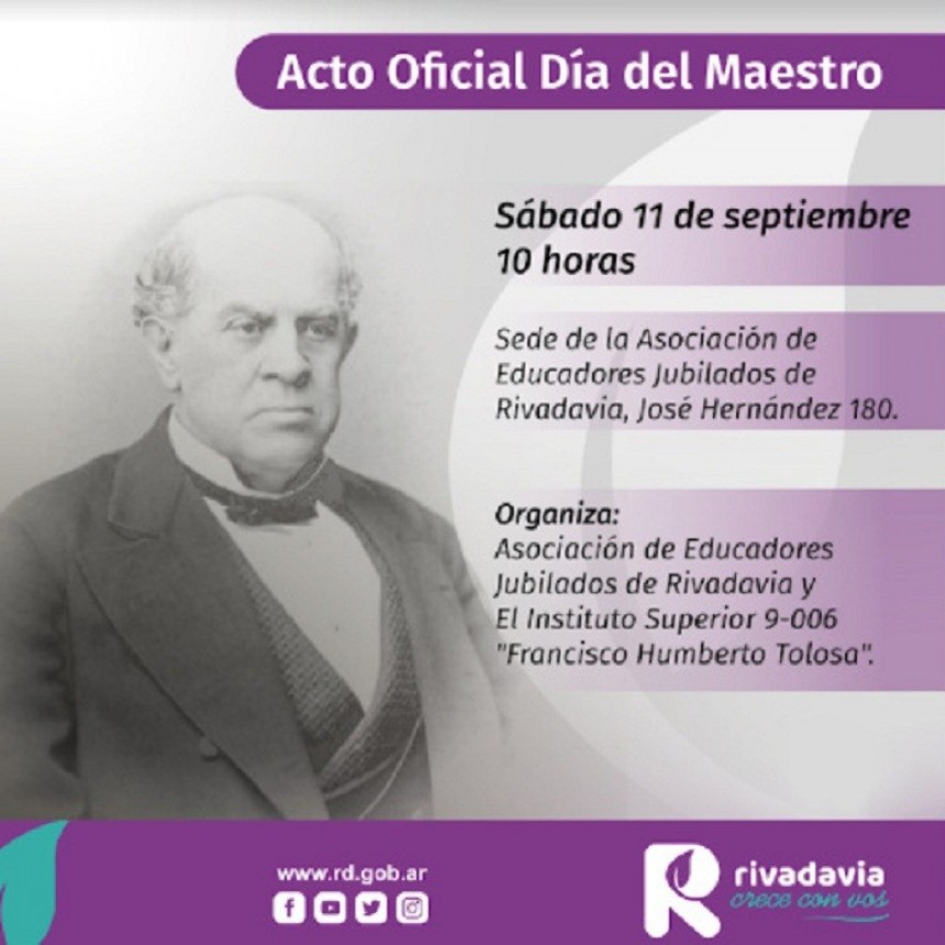 Rivadavia rendir&aacute; homenaje a Sarmiento 